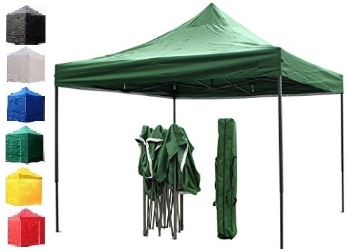 Gazebo pieghevole 2x2 bianco con pareti, porta e finestra